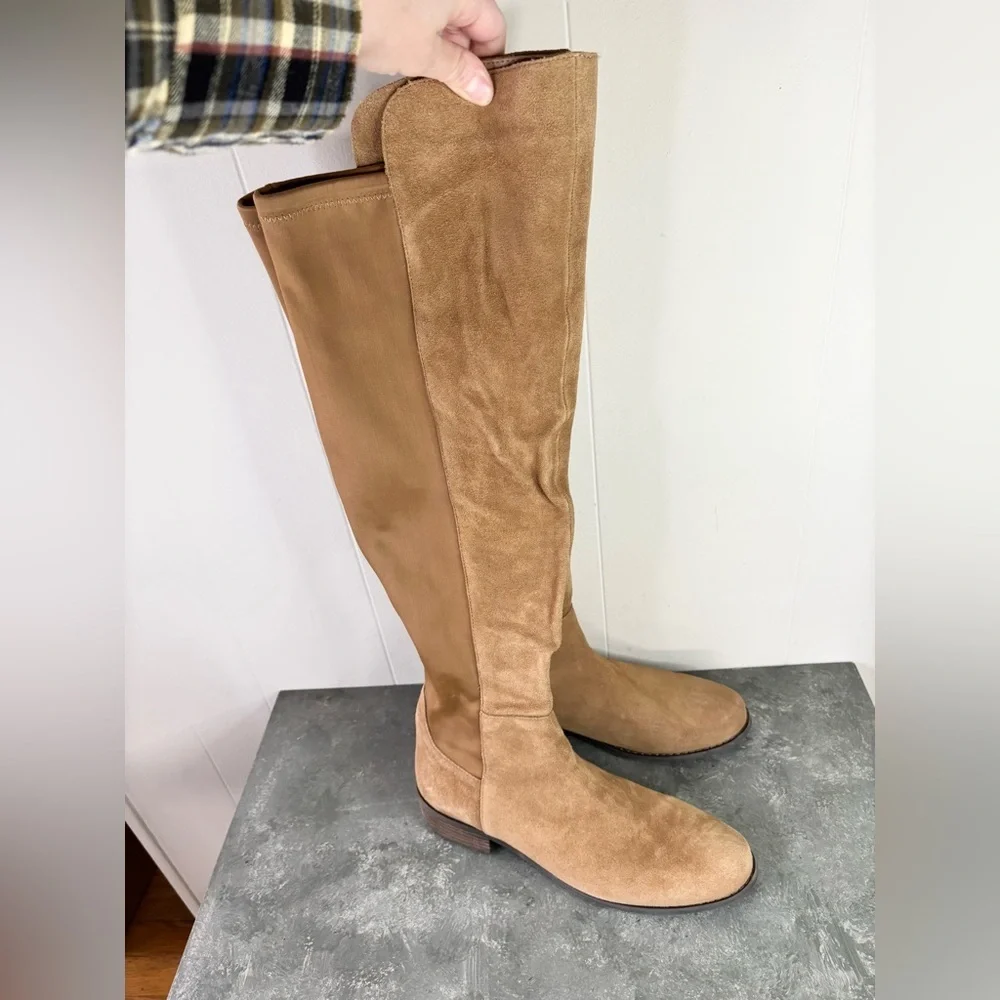 Blondo Velma waterproof riding boots in camel suede size 7.5 tan brown new